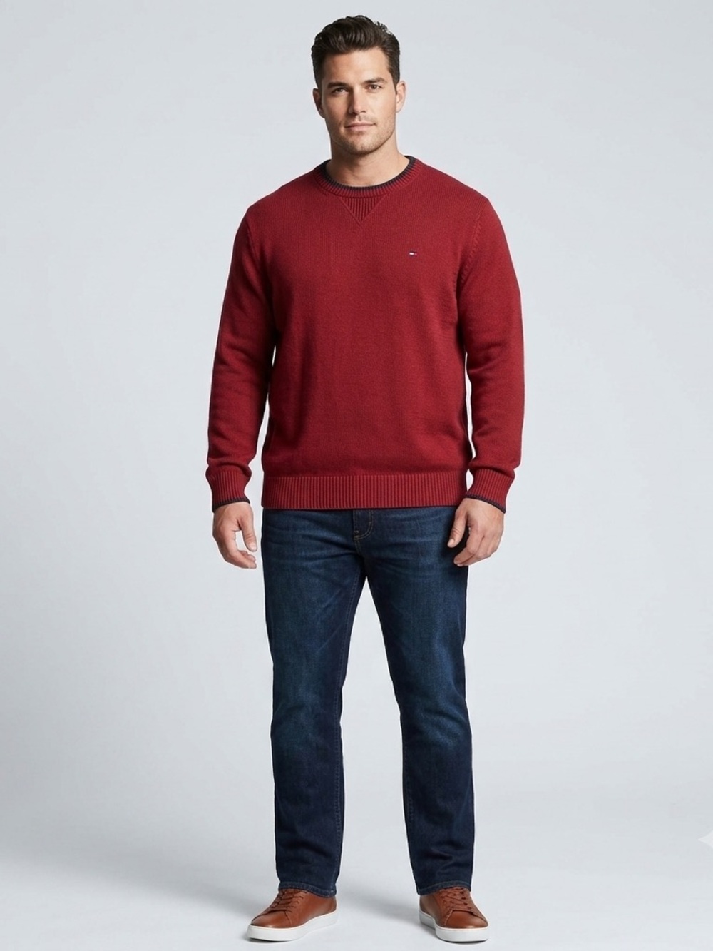 Tommy Hilfiger Red Crewneck Knit Sweater Men XXL